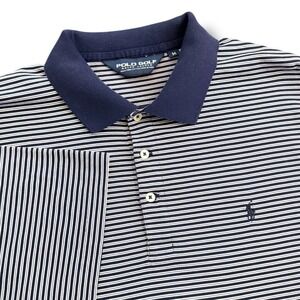 Polo Golf Ralph Lauren Men's M Striped Short Sleeve Polo Shirt Navy Blue White